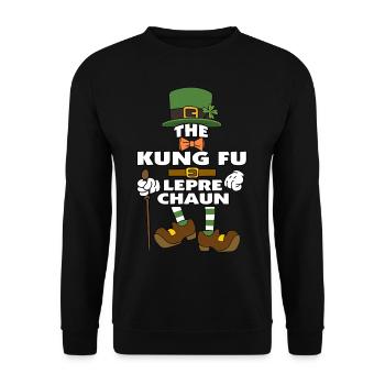 The Kung Fu Leprechaun St Patrick's Day - Unisex Sweatshirt - black - Front - Alina (178cm) & Michal (187cm)