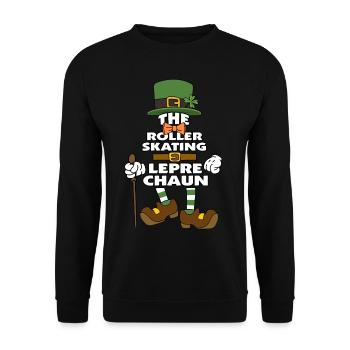 The Roller Skating Leprechaun St Patrick's Day - Unisex Sweatshirt - black - Front - Alina (178cm) & Michal (187cm)