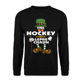 The Hockey Leprechaun St Patrick's Day - Unisex Sweatshirt - black - Front - Alina (178cm) & Michal (187cm)