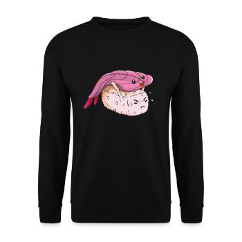 Drôle de japonais Kawaii Sushi Nigiri - Sweat-shirt Unisexe - noir - Devant - Alina (178cm) & Michal (187cm)