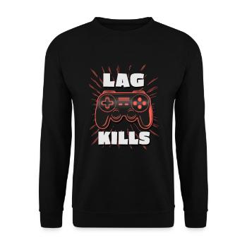 Gaming LAG Funny PC Console Controller Gamer - Unisex Sweatshirt - black - Front - Alina (178cm) & Michal (187cm)