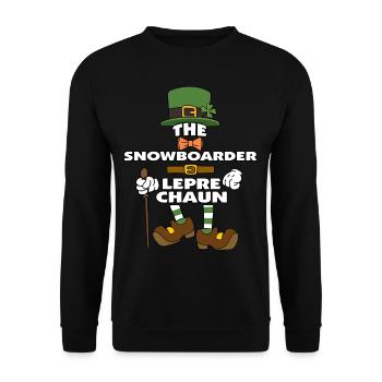 The Snowboarder Leprechaun St Patrick's Day - Unisex Sweatshirt - black - Front - Alina (178cm) & Michal (187cm)