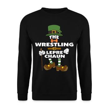 The Wrestling Leprechaun St Patrick's Day - Unisex Sweatshirt - black - Front - Alina (178cm) & Michal (187cm)