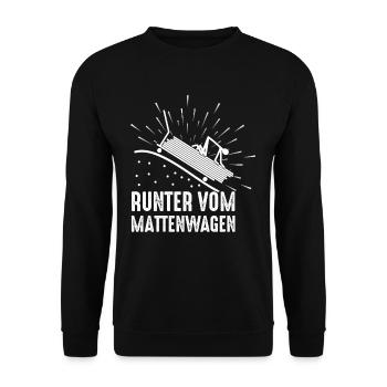 Runter vom Mattenwagen Sport Lehrer Lehrerin - Unisex Pullover - Schwarz - Vorne - Alina (178cm) & Michal (187cm)