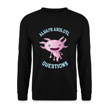 Lustiger Axolotl Spurch Neugier Kinder Amphibien - Unisex Pullover - Schwarz - Vorne - Alina (178cm) & Michal (187cm)