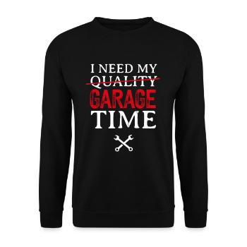 Ich Brauche Meine Garagen Zeit Lustiges Mechaniker - Unisex Pullover - Schwarz - Vorne - Alina (178cm) & Michal (187cm)