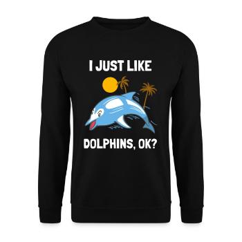 Ich Liebe Einfach Delfine Lustiger Delphin - Unisex Pullover - Schwarz - Vorne - Alina (178cm) & Michal (187cm)