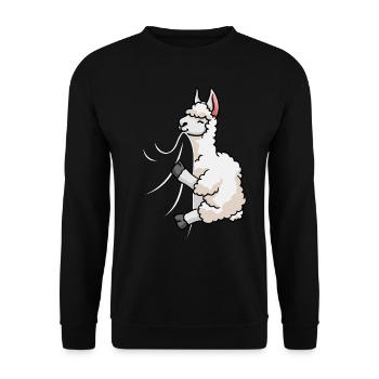 Biting Llama - Unisex Sweatshirt - black - Front - Alina (178cm) & Michal (187cm)
