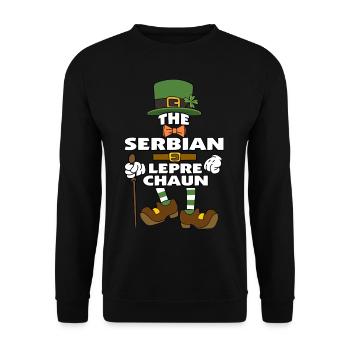 The Serbian Leprechaun St Patrick's Day - Unisex Pullover - Schwarz - Vorne - Alina (178cm) & Michal (187cm)