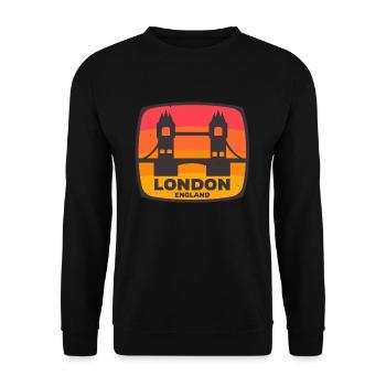 London England Tower Bridge Retro UK - Unisex Sweatshirt - black - Front - Alina (178cm) & Michal (187cm)
