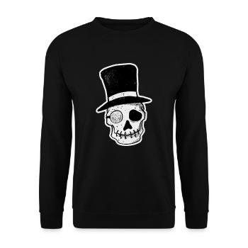 Mr. Dead Gentleman Totenkopf Halloween Magier - Unisex Pullover - Schwarz - Vorne - Alina (178cm) & Michal (187cm)