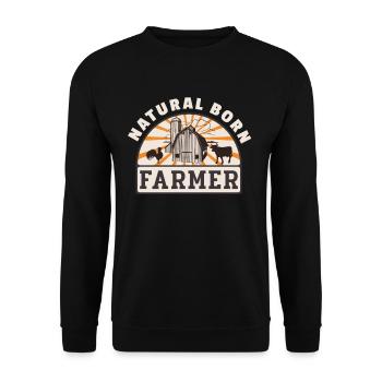 Born Farmer Retro Farmer Funny Farmer - Unisex Sweatshirt - black - Front - Alina (178cm) & Michal (187cm)