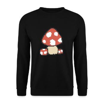 Pixel Art Mushroom Gaming 8 bits Toadstool Gamer - Sweat-shirt Unisexe - noir - Devant - Alina (178cm) & Michal (187cm)