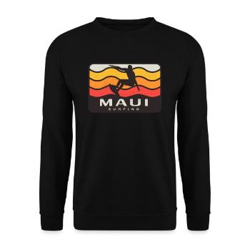 Maui Surfing Retro Vintage Wellen Surfer - Unisex Pullover - Schwarz - Vorne - Alina (178cm) & Michal (187cm)