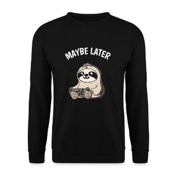 Vielleicht Später Niedliches Gamer Faultier Gaming - Unisex Pullover - Schwarz - Vorne - Alina (178cm) & Michal (187cm)