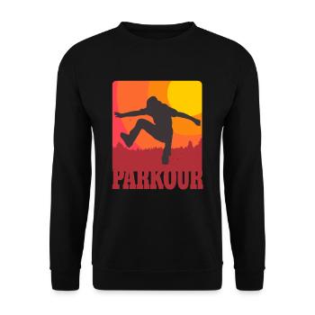 Parkour Urban Freerunning Retro Freerunner - Sweat-shirt Unisexe - noir - Devant - Alina (178cm) & Michal (187cm)