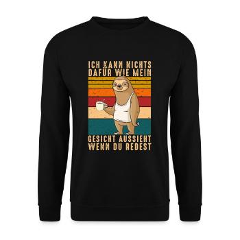 Kann nichts dafür wie mein Gesicht aussieht - Unisex Pullover - Schwarz - Vorne - Alina (178cm) & Michal (187cm)