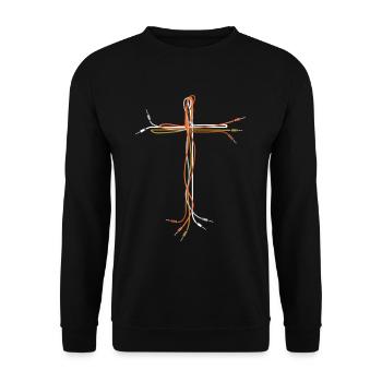 Jesus Cross Cable AUX Audio Cable - Unisex Sweatshirt - black - Front - Alina (178cm) & Michal (187cm)