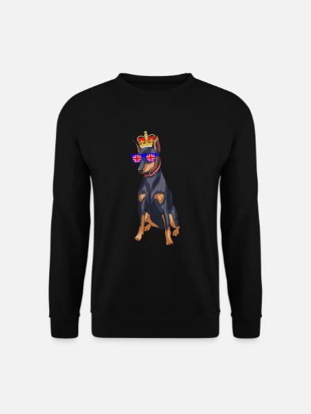 Doberman Queen Elizabeth II Britische Krone - Unisex Pullover - Schwarz