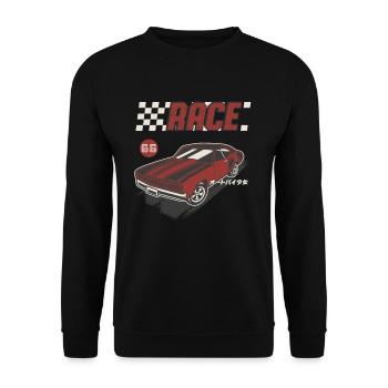 Retro Muscle Car Vintage Racing Car Lover - Sweat-shirt Unisexe - noir - Devant - Alina (178cm) & Michal (187cm)