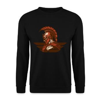 Römischer Krieger Kämpfer Stärke und Mut - Unisex Pullover - Schwarz - Vorne - Alina (178cm) & Michal (187cm)