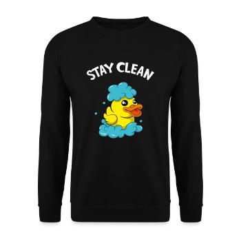 Soapmaker Stay Clean Funny Bath Duck - Unisex Sweatshirt - black - Front - Alina (178cm) & Michal (187cm)