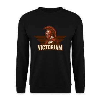 Spartaner Krieger Victoriam Latein Sieg Sport Logo - Unisex Pullover - Schwarz - Vorne - Alina (178cm) & Michal (187cm)