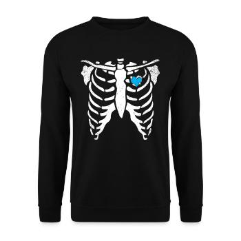 Skeleton Ice Heart Rib Cage X-Ray Funny Halloween - Unisex Sweatshirt - black - Front - Alina (178cm) & Michal (187cm)