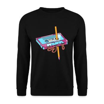 Cassette with pencil - Unisex Sweatshirt - black - Front - Alina (178cm) & Michal (187cm)
