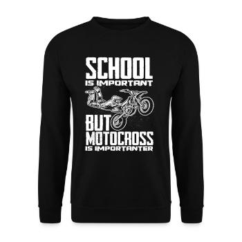 Motocross Schule Motocrossfahrer - Unisex Pullover - Schwarz - Vorne - Alina (178cm) & Michal (187cm)