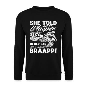 Lustiges Motocross Geschenk - Unisex Pullover - Schwarz - Vorne - Alina (178cm) & Michal (187cm)