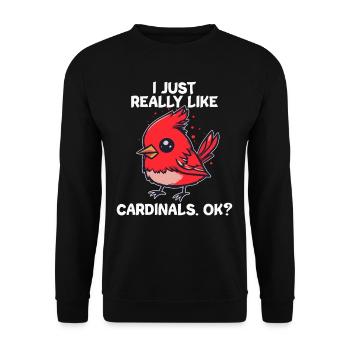Red Cardinal Red Cardinal I Love Cardinals Kawaii - Unisex Sweatshirt - black - Front - Alina (178cm) & Michal (187cm)