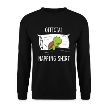 Chemise de sieste officielle Pyjama tortue - Sweat-shirt Unisexe - noir - Devant - Alina (178cm) & Michal (187cm)