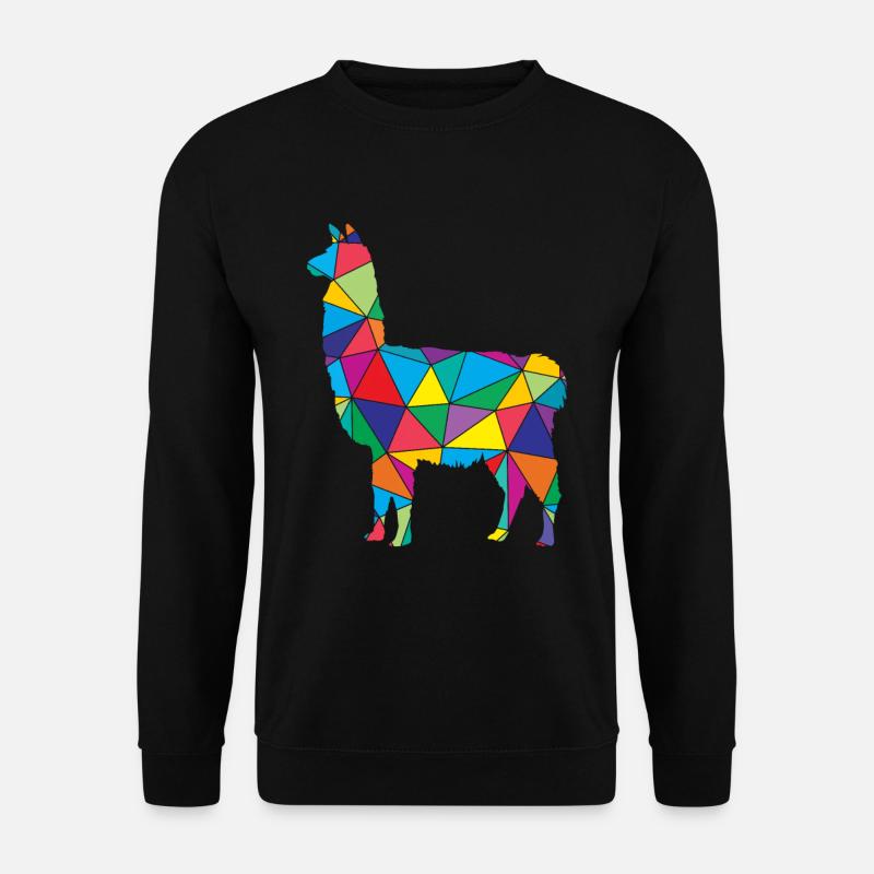Lama Polygon Low Poly Tier - Unisex Pullover - Schwarz