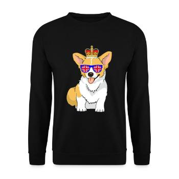 Corgi Dog Queen Elizabeth II British Crown - Unisex Sweatshirt - black - Front - Alina (178cm) & Michal (187cm)