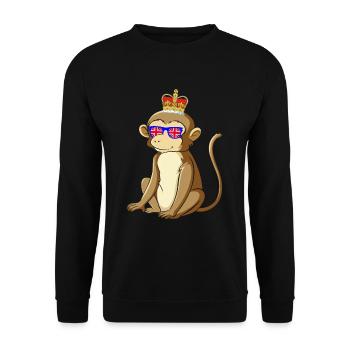 Monkey Queen Elizabeth II British Crown - Unisex Sweatshirt - black - Front - Alina (178cm) & Michal (187cm)