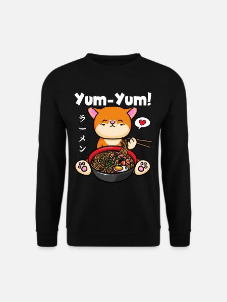 Yum Yum Japan Anime Ramen Nudel Katze - Unisex Pullover - Schwarz