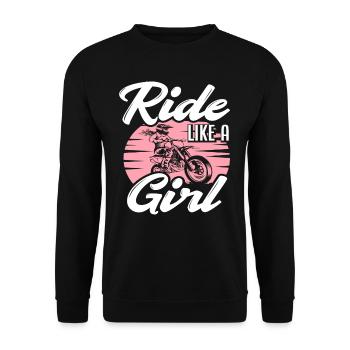 Motocross Women Girls Hobby Motorsport - Unisex Sweatshirt - black - Front - Alina (178cm) & Michal (187cm)