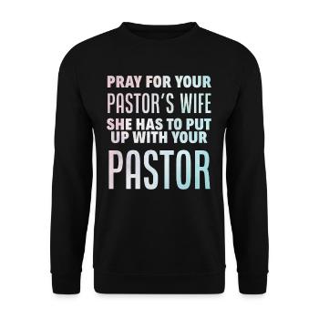 Pastor Pastor Preaching Praying Christian - Unisex Sweatshirt - black - Front - Alina (178cm) & Michal (187cm)