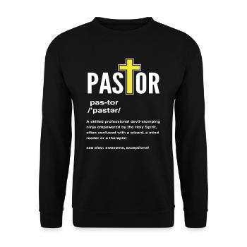 Pfarrer Pastor Definition - Unisex Pullover - Schwarz - Vorne - Alina (178cm) & Michal (187cm)