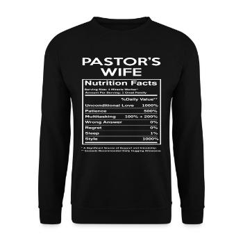 Ehefrau Pastor Nährwertangaben - Unisex Pullover - Schwarz - Vorne - Alina (178cm) & Michal (187cm)