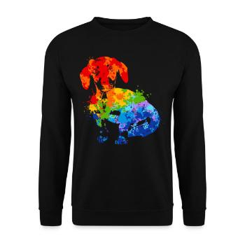 Splash of Color Dachshund Colorful Dog - Unisex Sweatshirt - black - Front - Alina (178cm) & Michal (187cm)