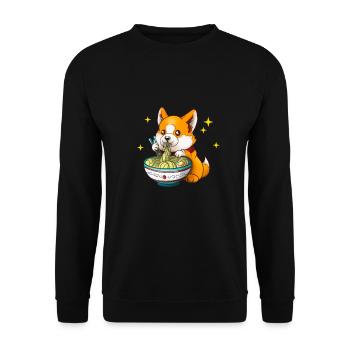 Cute Corgi Dog Eats Ramen Soup - Unisex Sweatshirt - black - Front - Alina (178cm) & Michal (187cm)