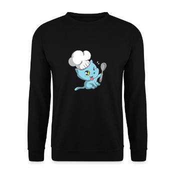 Mignon Kawaii Chef Chaton Drôle Chef - Sweat-shirt Unisexe - noir - Devant - Alina (178cm) & Michal (187cm)