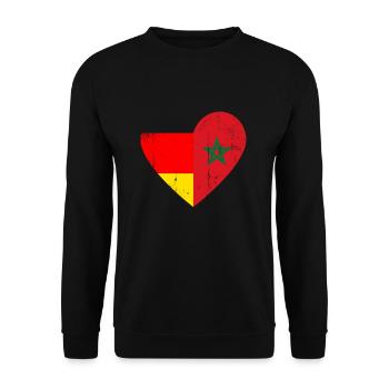 Deutsche Und Marokkanische Flagge Herz Marokkaner - Unisex Pullover - Schwarz - Vorne - Alina (178cm) & Michal (187cm)