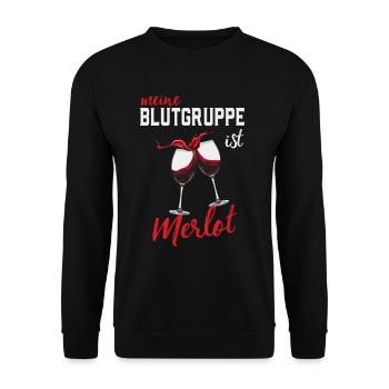 Mon groupe sanguin est Merlot Funny Wine Winemaker - Sweat-shirt Unisexe - noir - Devant - Alina (178cm) & Michal (187cm)