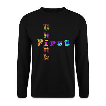 Think First - Unisex Sweatshirt - black - Front - Alina (178cm) & Michal (187cm)