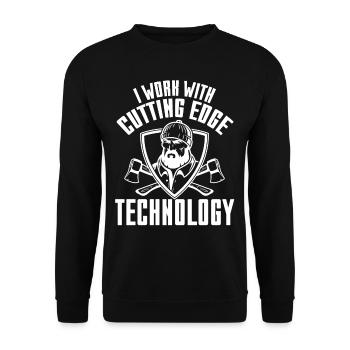 I Work With Cutting Edge Technology - Unisex Pullover - Schwarz - Vorne - Alina (178cm) & Michal (187cm)