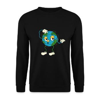 Cartoon Globe Drôle de professeur de géographie - Sweat-shirt Unisexe - noir - Devant - Alina (178cm) & Michal (187cm)