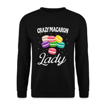 Verrückte Macaron Lady Lustiges Macarons Bäcker - Unisex Pullover - Schwarz - Vorne - Alina (178cm) & Michal (187cm)